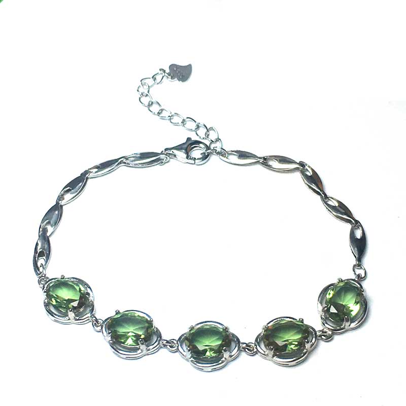 CSJ Zultanite Bracelet Sterling 925 Silver Oval6*8mm Cut Created Sultanite Color Chance Fine Jewelry Women Wedding Party Gift