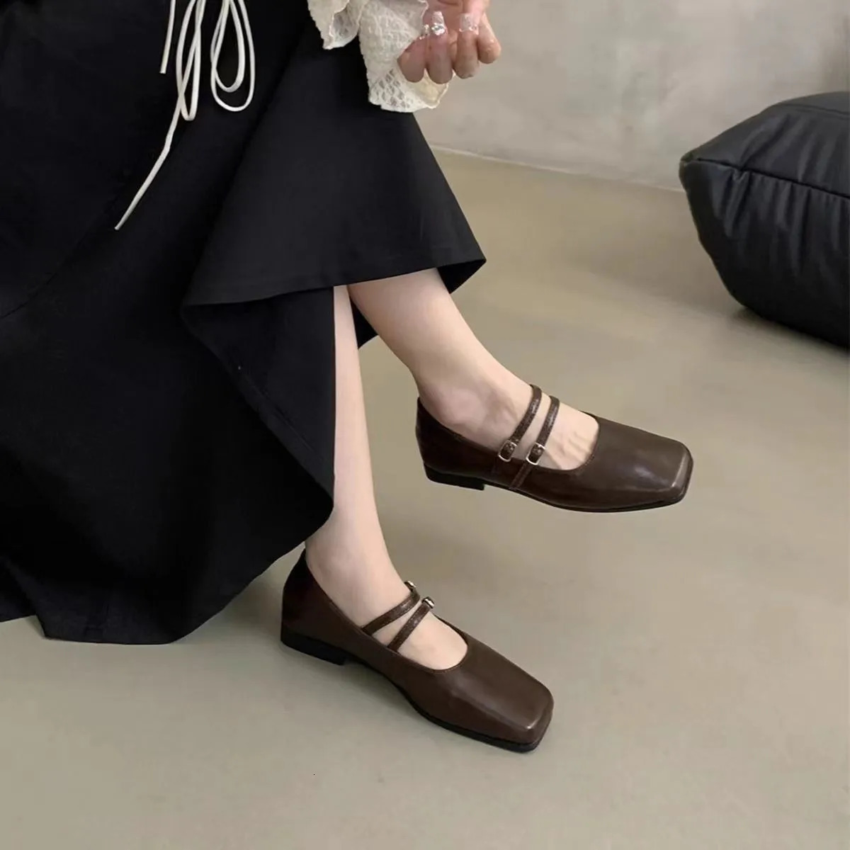 Mary Jane Shoes for Women 2024 Retro Medium Flat Womens Single Shoes Soft and Comfortable Ballet Shoes Zapatos De Mujer Q51 240629