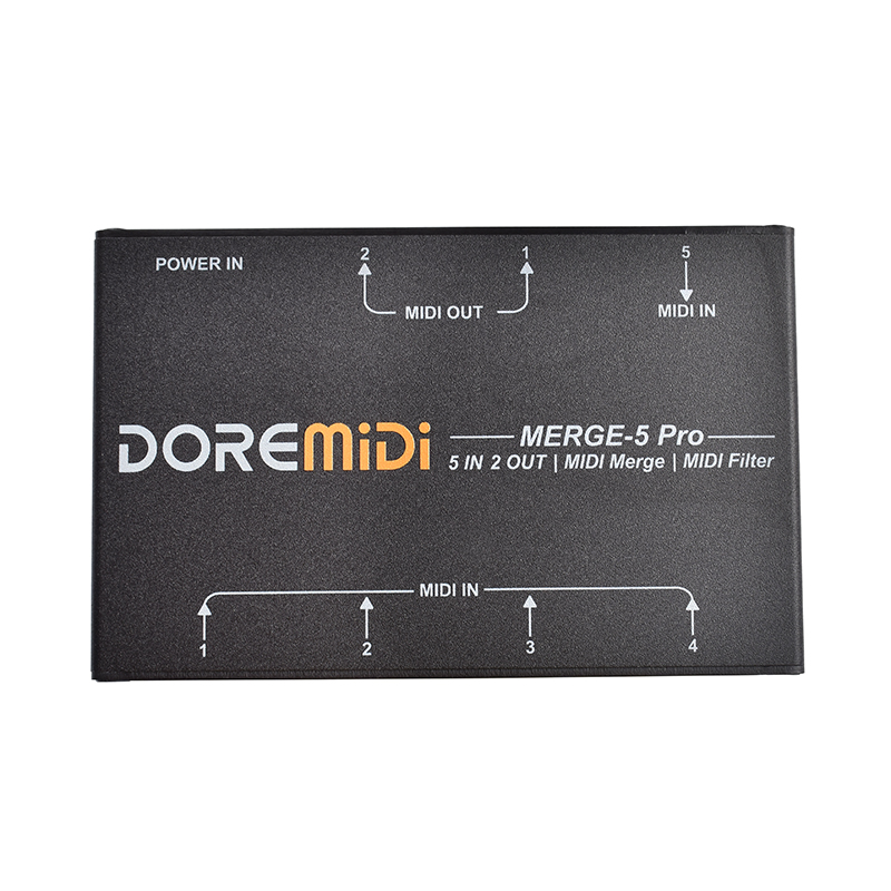 MERGE-5 Pro Can Merge Up To 5 MIDI Input Signals Into 1 MIDI Data Stream Can Be Output Directly Through 2 MIDI Interfaces