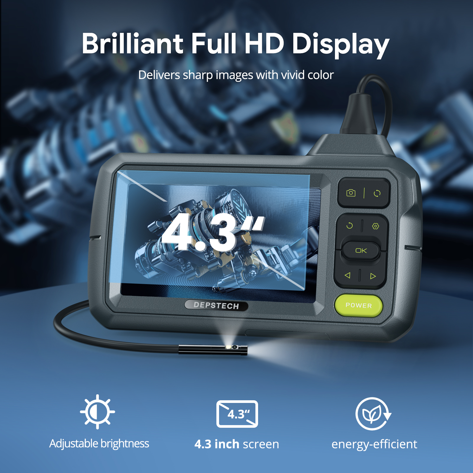 DEPSTECH 1080P Endoscope Camera 2MP Dual Lens 5.5mm/ Triple Lens 8mm 4.3inch Screen Borescppe Industry Endoscopic for Cars DS380