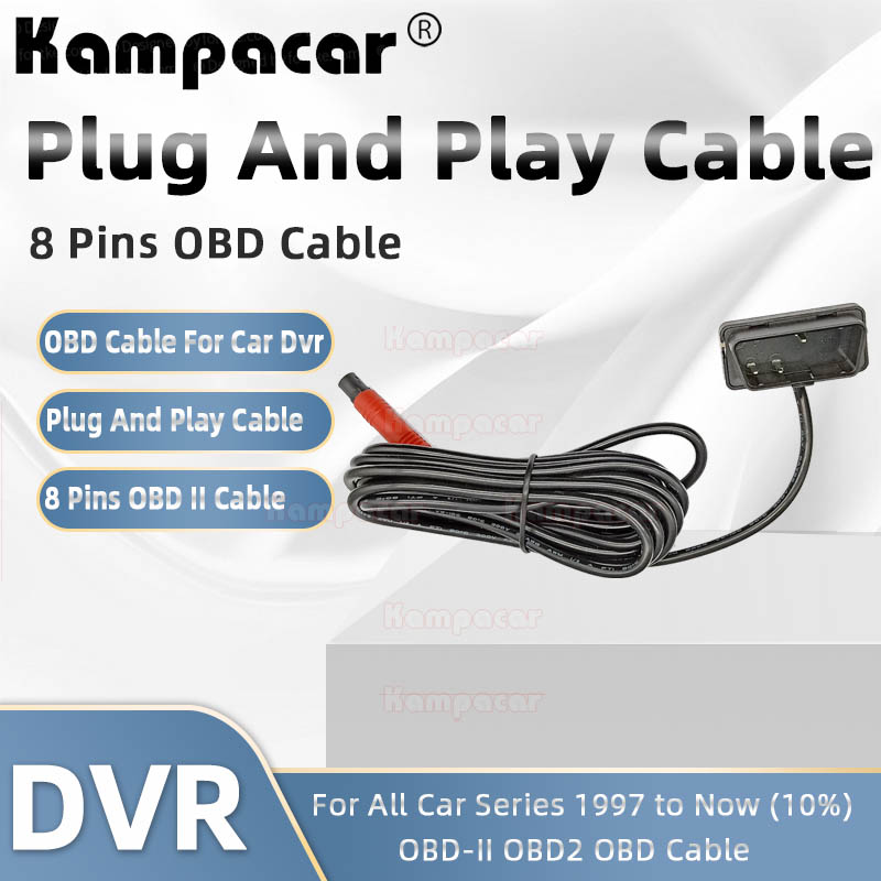 EC02 Car Dvr Camera Plug And Play OBD2 Cable For Car Video Recorder Dash Cam Camera Cars OBD II Connector Easy 8 Pins OBD Cable