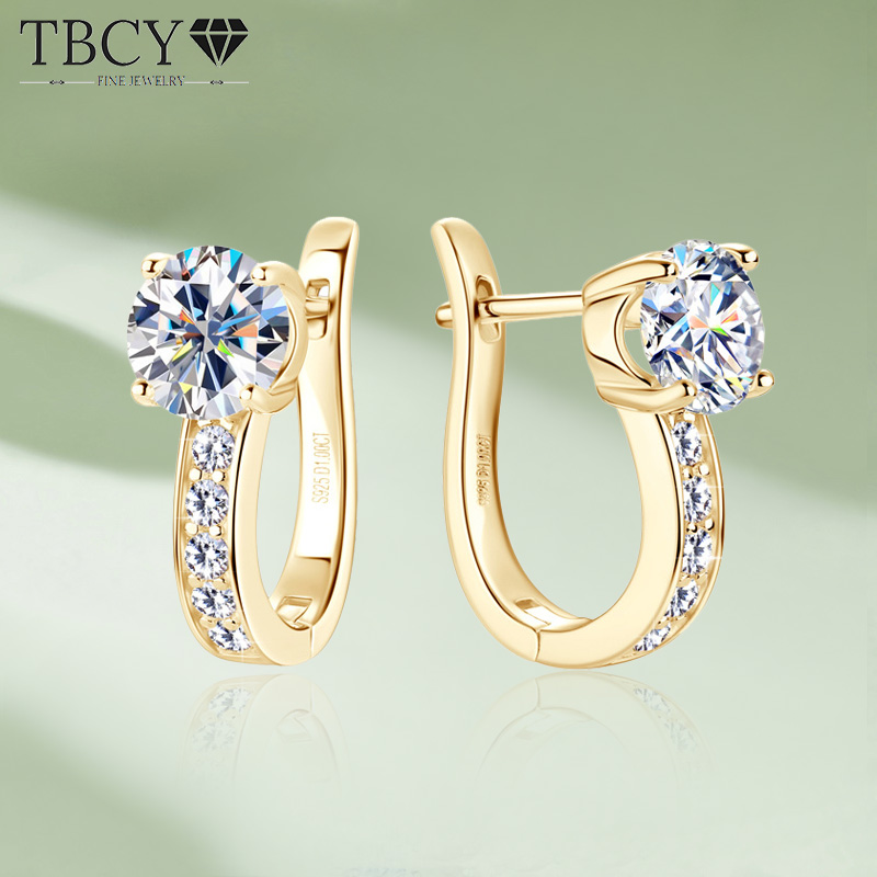 TBCYD 1CT 6.5mm Moissanite Hoop Earrings Ear Buckle For Women 925 Sterling Silver GRA Certified Anniversary Gifts Fine Jewelry