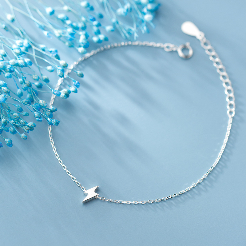 TrustDavis Minimalist 100% 925 Sterling Silver Cute Mini Lightning 16cm Bracelet For Women Girls Lady Birthday Gift DS1895