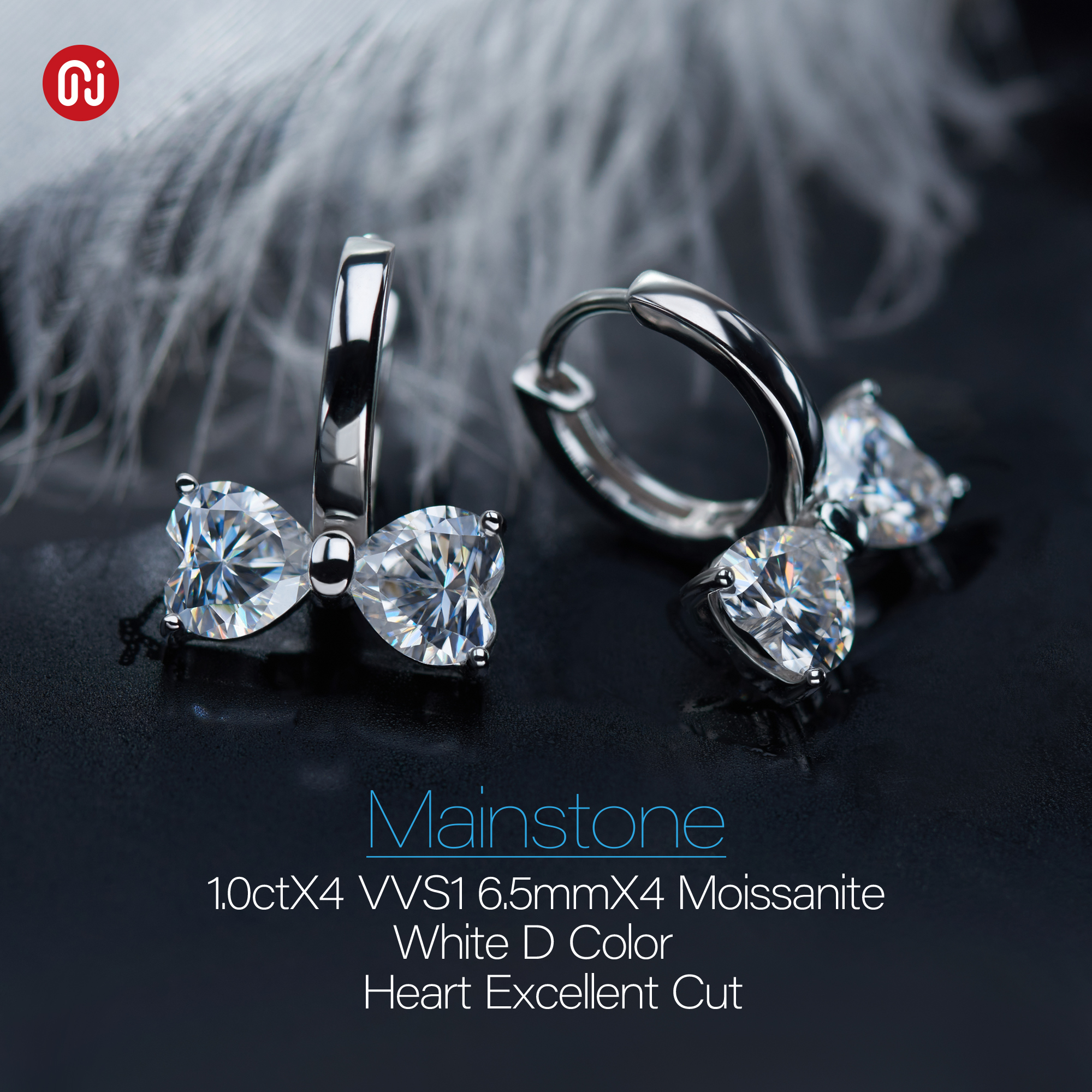 GIGAJEWE Moissanite D Color Total 4.0ct 925 Silver Bow Shape Drop Earring 18K Gold Plated Diamond Test Passed Jewelry Girl Gift