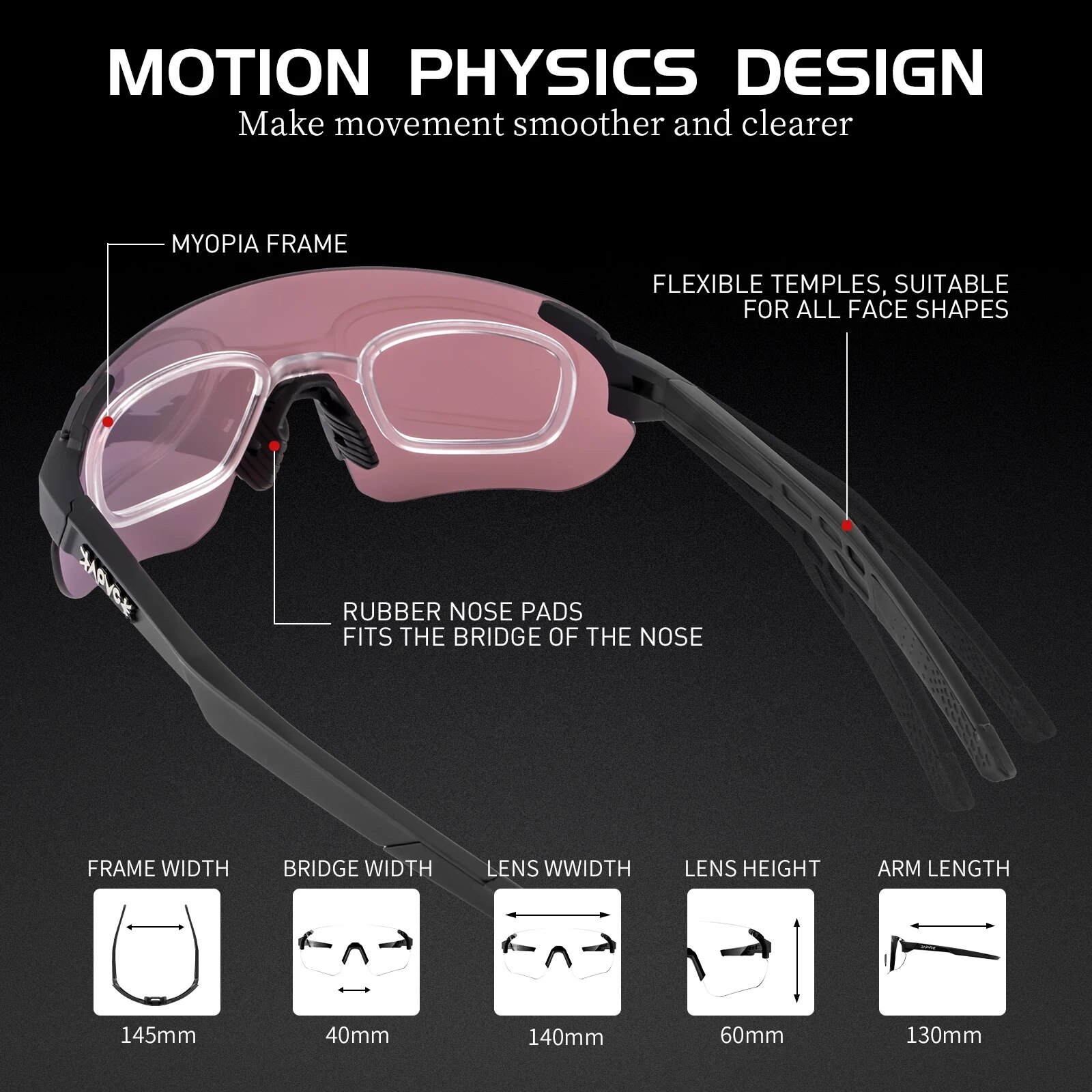 Kapvoe Cycling Sunglasses Men Lady Outdoor Sports Windproof Dustproof Goggles Road Mountain Biking Running Sun Glasses
