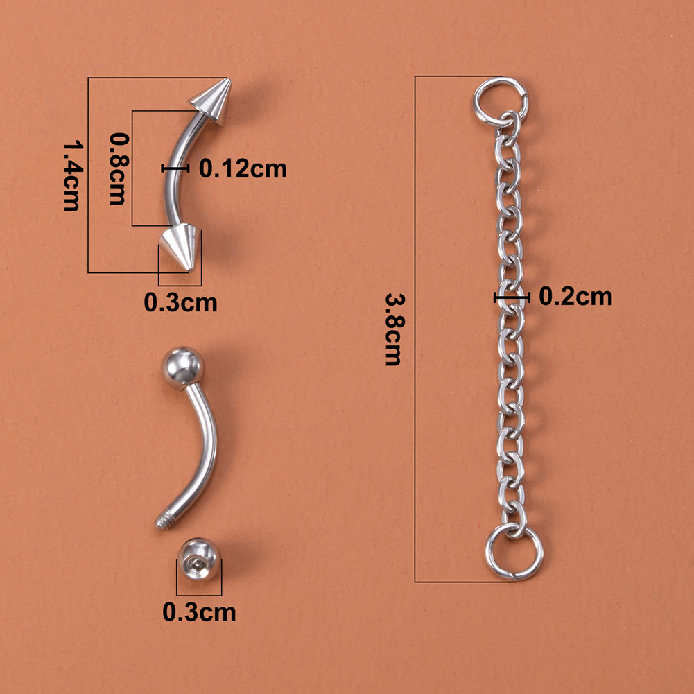 1pc 16G Chain Rook Earrings Daith Snug Eyebrow Piercing Rings Surgical Steel Curved Barbell Anti Tragus Forward Helix Jewelry