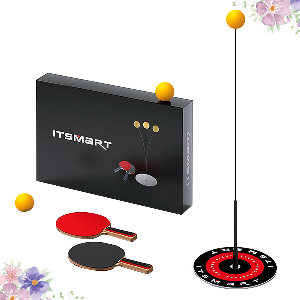 Table Tennis Trainer 1 Set, Elastic Self- Training Leisure Shaft Portable Pong Play Practice Training Balls Rackets for Indoor