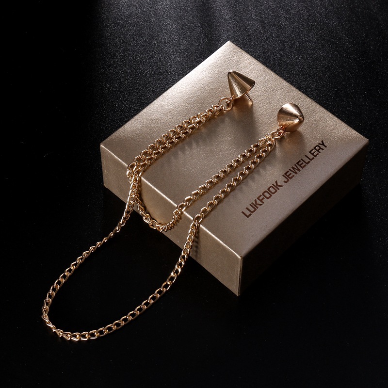 Vintage Spiked Brooch Long Tassel Chain Collar Needle Lapel Pin Women Jewelry Gifts for Men Brother Friend Accessories