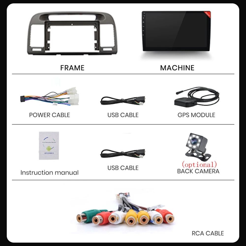 2din Car Android 13 Carplay For Toyota Camry 2002 2003 2004 2005 2006 Video Radio Bluetooth Multimedia Player GPS Carplay DSP
