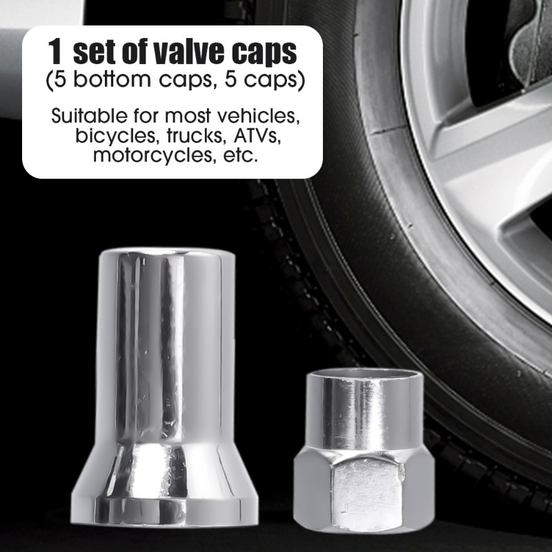 10Pcs/set Car Chrome TR413 Tire Valve Stem Cap Sleeve Covers Wheel Accessories for Automobiles Motorcycle Bike Car Truck Parts