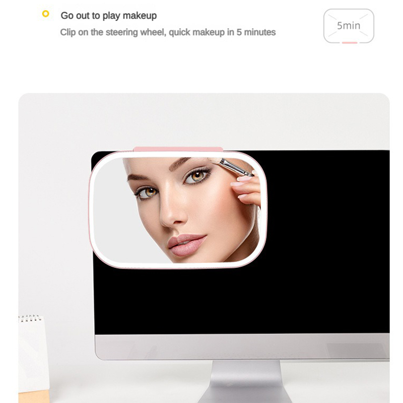Universal Car Sunshade Mirror Car Makeup Mirror Car Interior Rearview Mirror Three-speed Adjustment with LED Light Makeup Mirror