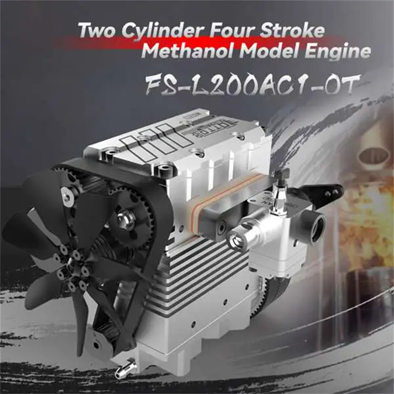 TOYAN FS-L200AC Engine Model 7cc Inline 2 Cylinders 4 Stroke Air Cooled Nitro Engine Model Kit - DIY Assembly Version