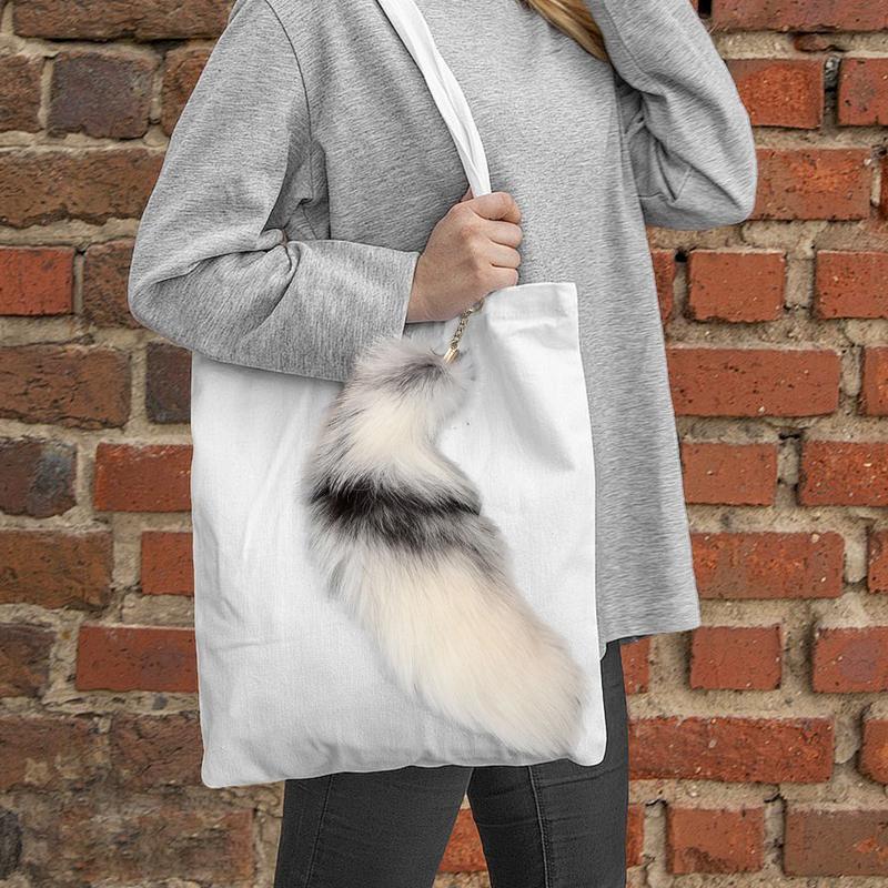 Therian Tail Plush Keychain Real Foxes tail Keychain Pendant Cute Wolf Foxes Tail Furr Car Keychains Car Keychains For Women