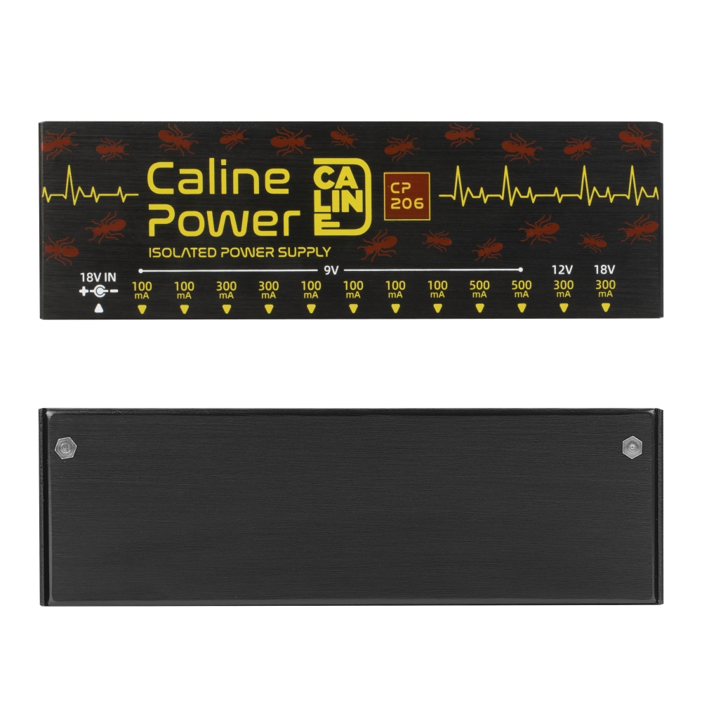 Caline CP-206 Truly Isolated Pedal Power Supply 12 Outputs For 9V 12V 18V Guitar Effects with Adapter & 14 Cables Accessories