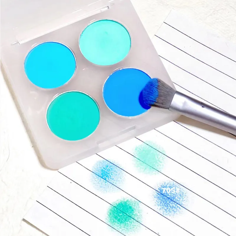 4 Colors Blue Green Eyeshadow Palette Eye Makeup Purple Eye Shadow Glitter Pearly Halloween Eyeshadow Korean Eye Makeup Palette