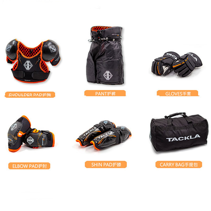 TACKLA All Set 9pcs Ice Field Hockey Elbow Knee Chest Wrist Pads Hip Protector Roller Skating Ice Sports Protective Gear Kids