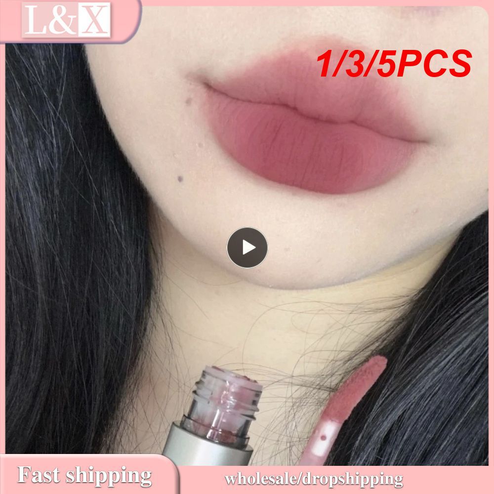 1/3/5PCS Dark Brown Matte Velvet Lip Gloss Waterproof Liquid Lipstick Brown Lips Tint Mud Makeup Latte Coffee Lip Glaze