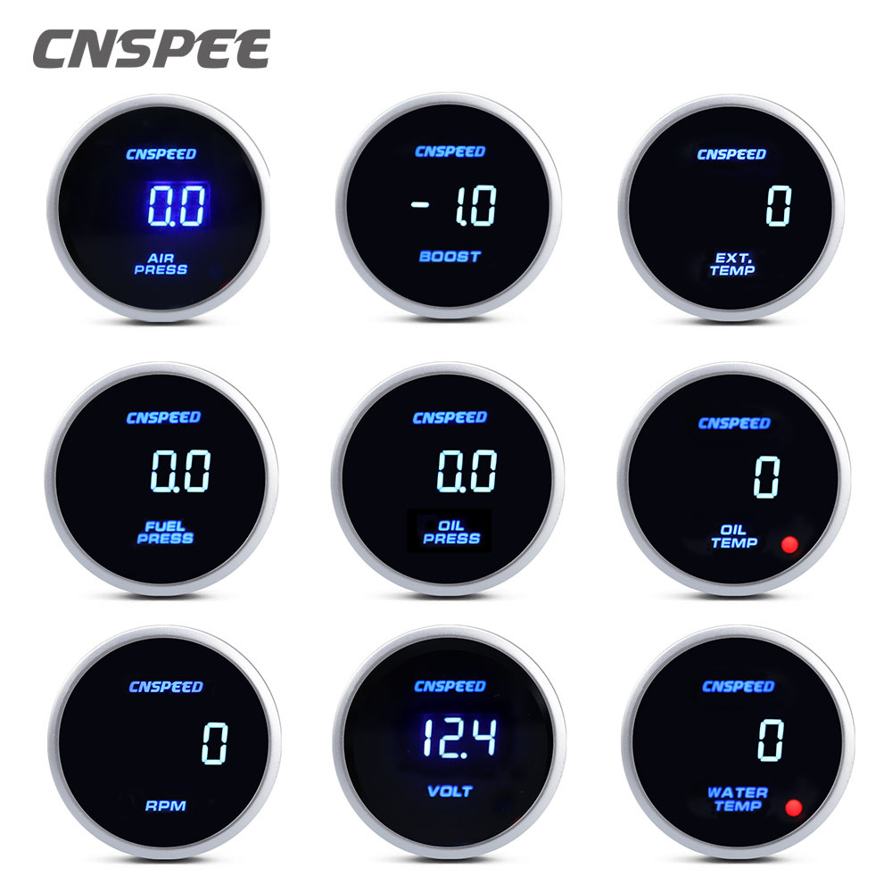 Cnspeed 2" 52mm Car Digital Turbo Boost Gauge Tachometer Rpm Gauge Water Oil Temperature Oil Pressure Meter With Sensor