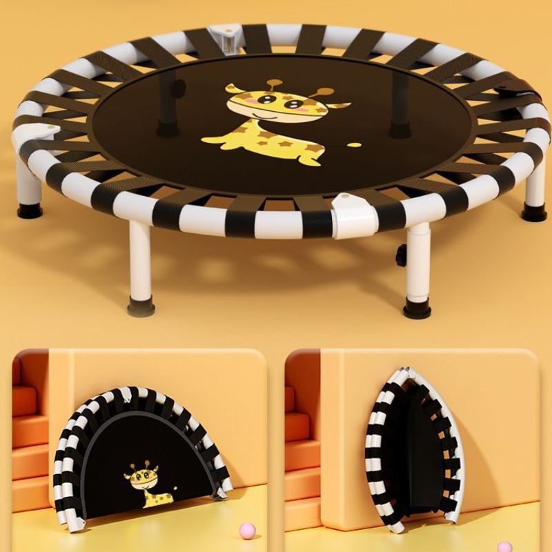40" Mini Trampoline for Kid Foldable Indoor Garden Toddlers Trampoline with Adjustable Handrail Bearing 300KG Home Gym Rebounder