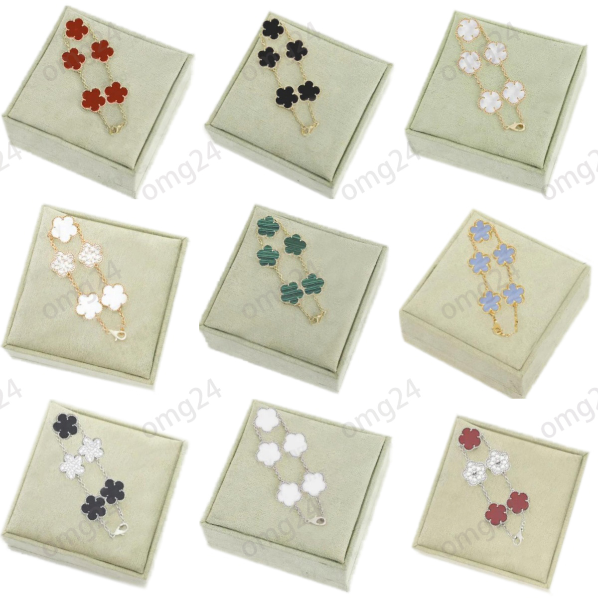 4/four leaf clover elegant women bracelets classical charm jewlery designer for womens plated gold bracelet mother of pearl 5 charms bracelt luxurys branded om01