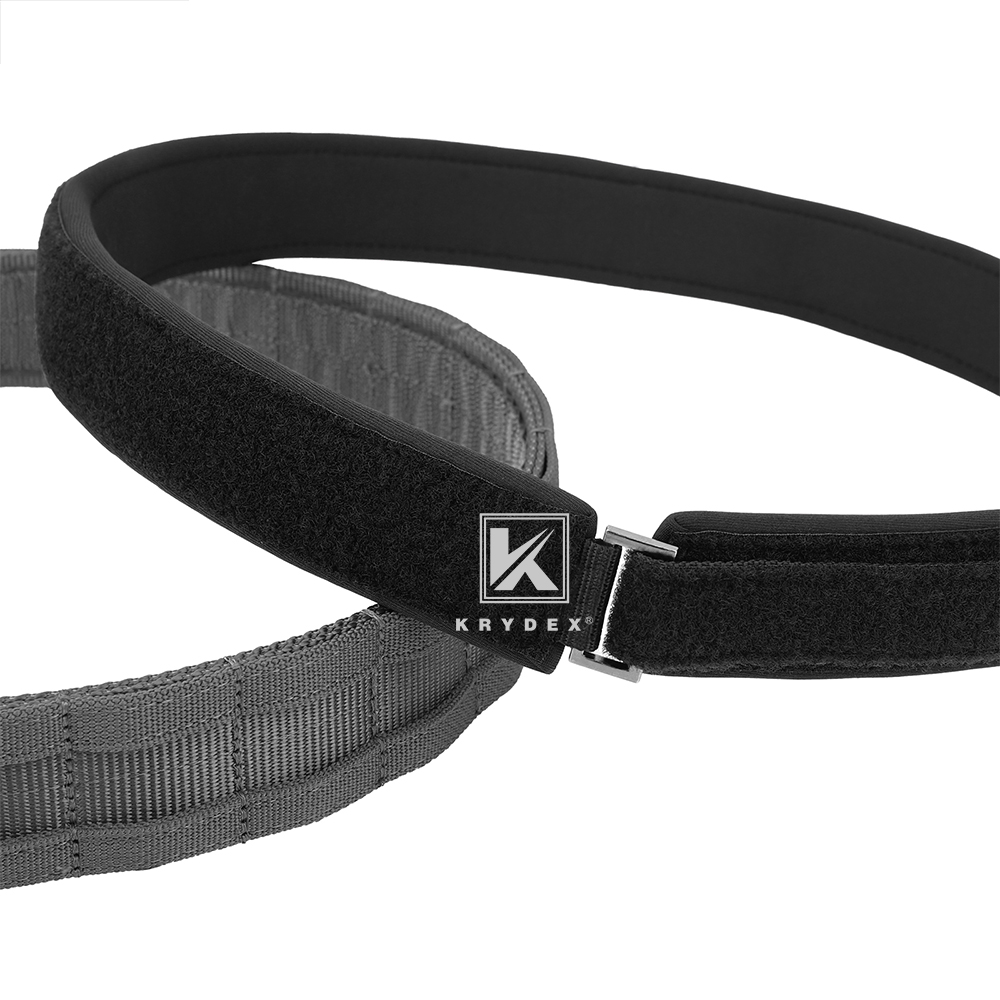 KRYDEX Tactical 1.5'' Padded Inner Men Belt Black Loop Lined Belt Comfortable Inner Duty Battle Shooting Belt