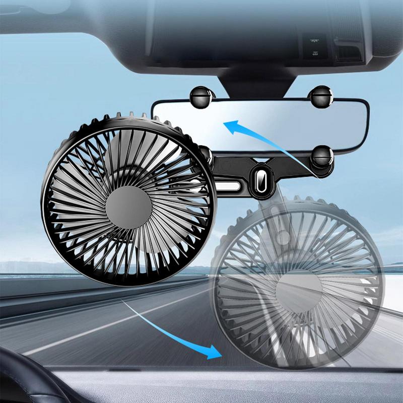 USB Car Fan Adjustable Portable Rotational Speed Auto Cooler Air Fan Electric Defroster Portable Rear View Mirror AC Accessory