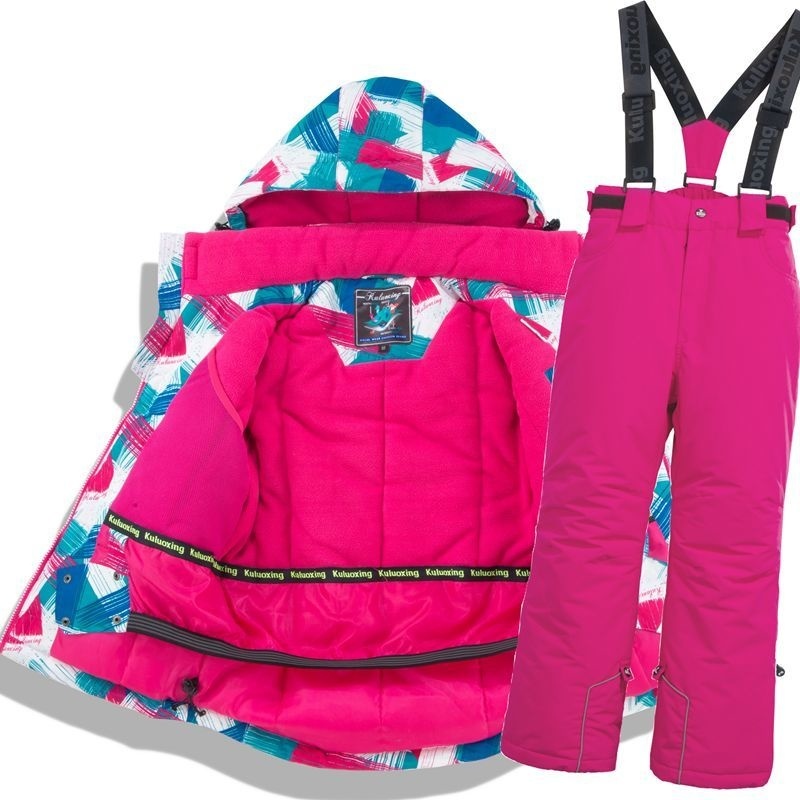 -30 degree Kids Ski Suit Boy Girls Winter Outdoor Sports Waterproof Skiing Snowboarding Jackets Snow Pants Children clothing Set