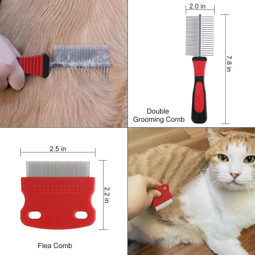 Others Dog Grooming Pet Cleaning Set Portable Cat Dog Grooming Tool Kit Dog Hair Removal Bursh Nail Clipper File Flea Combs Cat Hair Removal Mitts H25