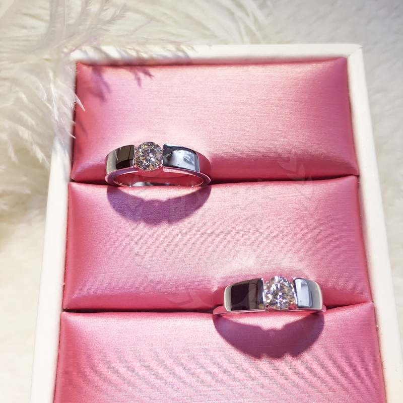 Solitaire 0.5ct Lab Diamond Ring 100% Real 925 sterling silver Jewelry Engagement Wedding band Rings for Women Men Party Gift