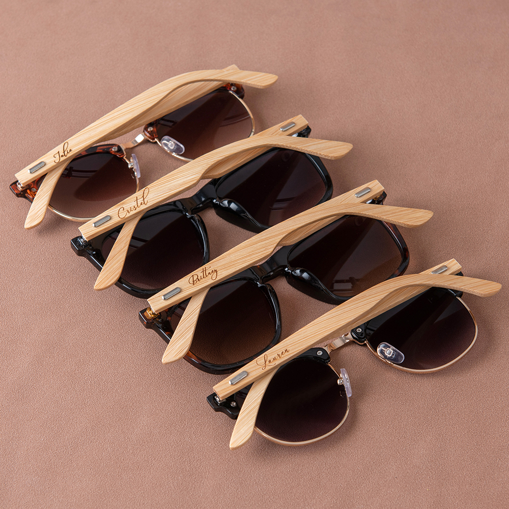 Personalized Beach Sunglasses with Box Custom Wedding Party Bachelorette Party Gift Cool Wooden Handle Sunglasses for Bridesmaid