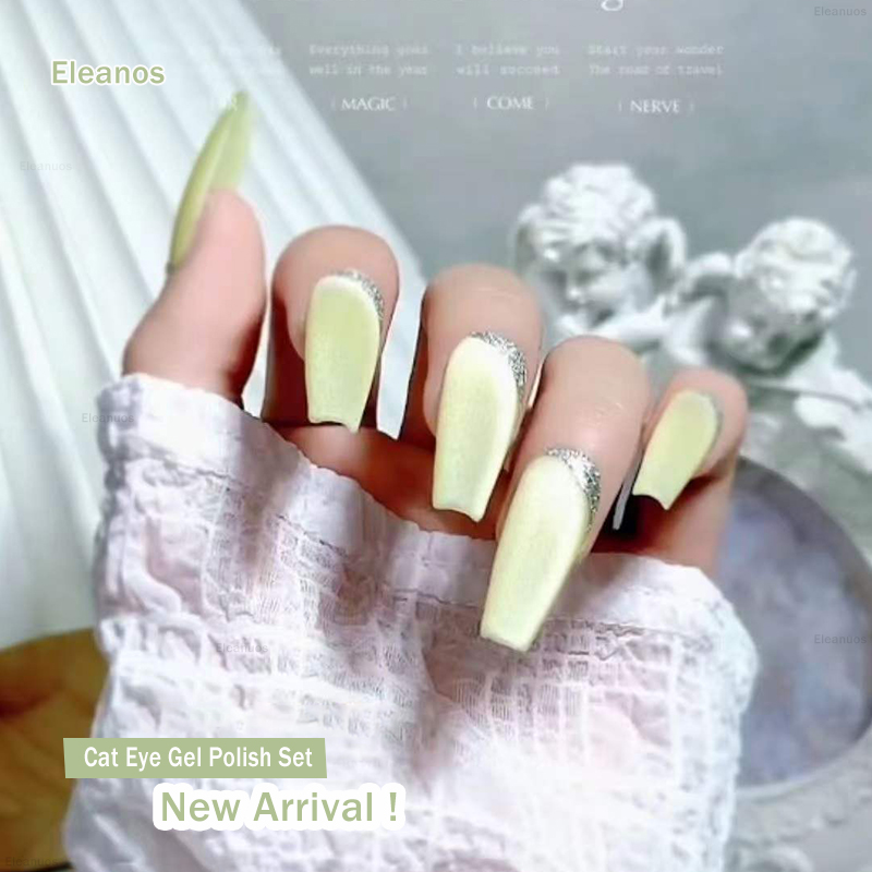 Eleanuos 13ml Cat Eye Nail Polish Set 8 Colors Sea Elf Magnet Hybrid Varnish Summer Magnetic Lacquer Nail Art UV Gel Varnish Kit