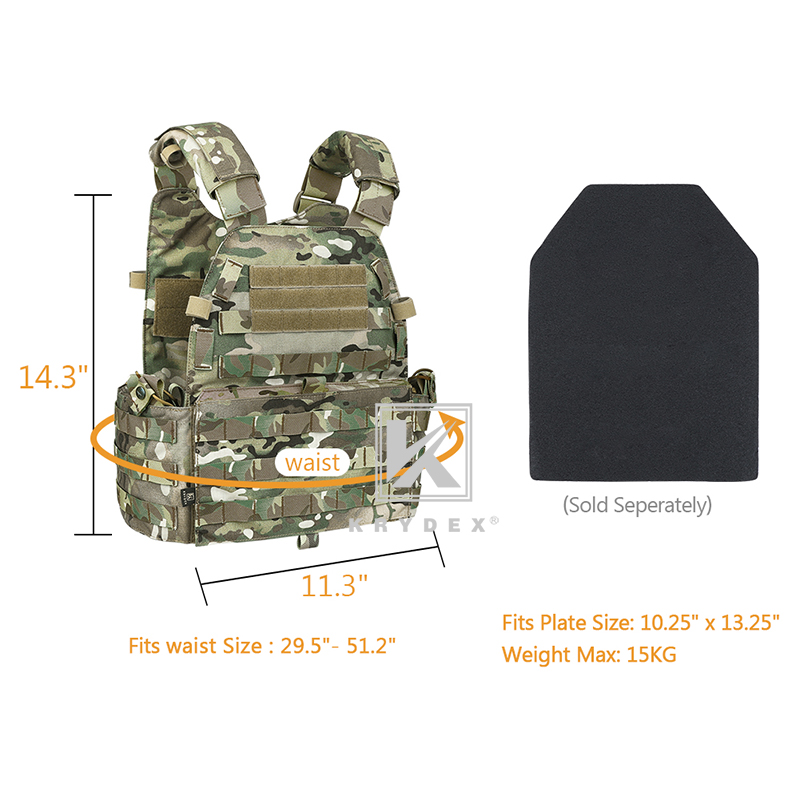 KRYDEX Tactical Body Armor Combat Vest Plate Carrier With Magazine Pouch Hunting Outdoor Protective Vests Accessories Waterproof