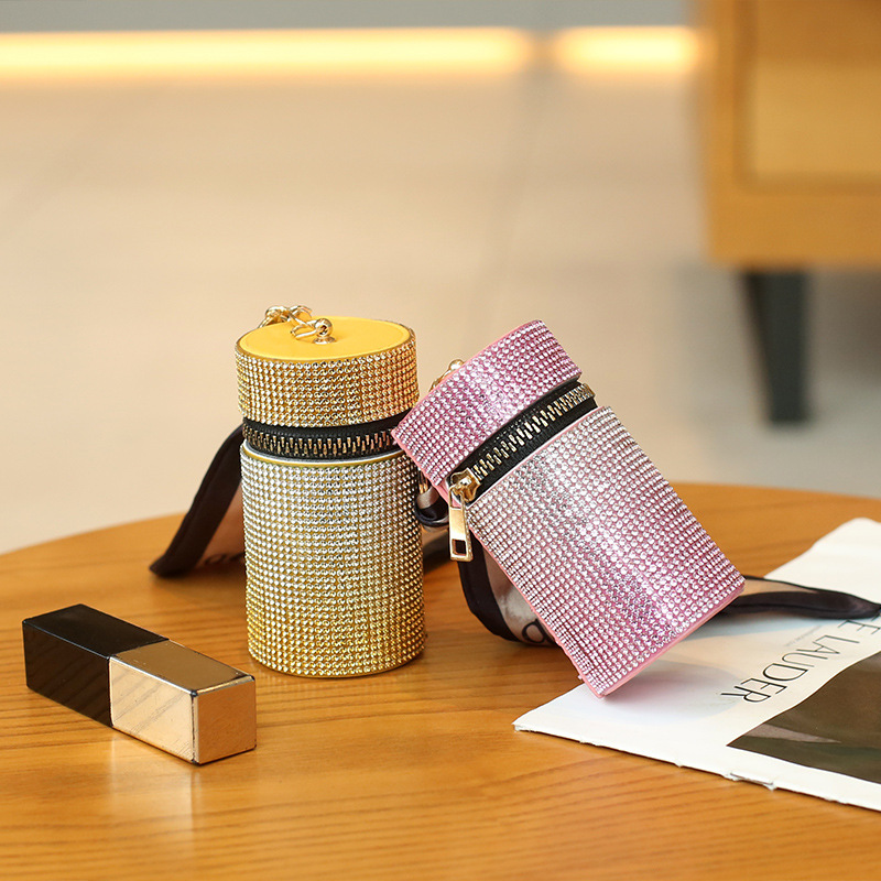 luxury diamond-encrusted purse key chain with mini purse with a diamond high-end lipstick Collect the packing decorations