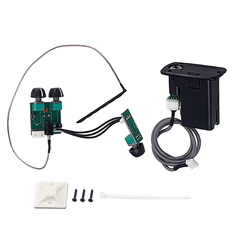 3-Band EQ Active Piezo Pickup Preamp System Amplifier for Acoustic Guitar Bass AL-202 (Black)