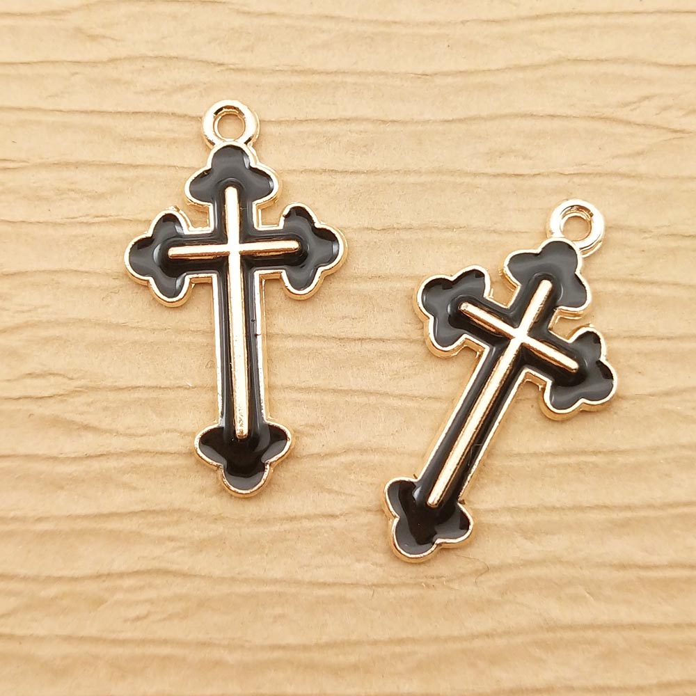10pcs Enamel Cross Charm for Jewelry Making Craft Supplies Classic Bulk Earring Pendant Necklace Bracelet Charms Diy Accessories