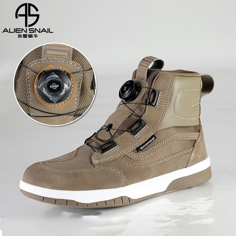 ALIEN SNAIL Knob Adjustment Motorcycle Shoes Suede Casual Cycling Locomotive Boots Outdoor Windproof Waterproof Motocross Boots