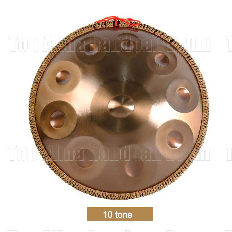 Handpan drum instrument in D Minor 9 /10 /12Notes 432Hz 22 inches Steel Hand Drum with Soft Hand Pan Bag 2 handpan mallet (Gold)