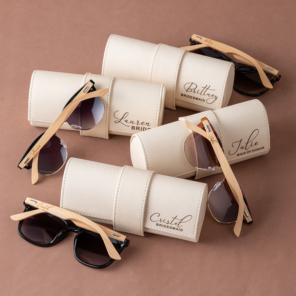 Personalized Beach Sunglasses with Box Custom Wedding Party Bachelorette Party Gift Cool Wooden Handle Sunglasses for Bridesmaid