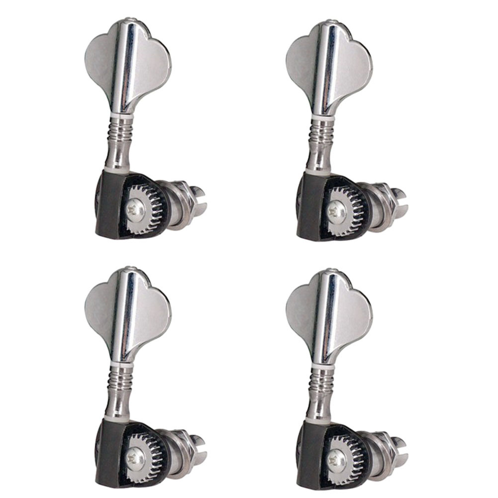 Complete Set Set of 4PCS Chrome Bass Tuning Pegs Machine Heads Tuners for Bass Guitar Parts Durable Hard Zinc Alloy Material