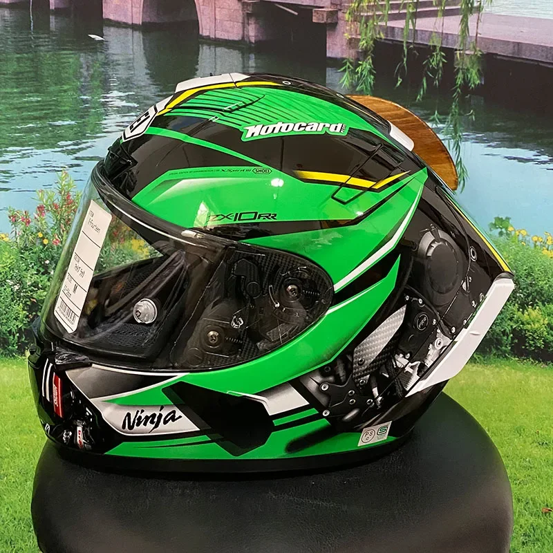 Full Face Helmet X-Spirit III ZX-10RR SHOEI X14 Green Helmet Solid X-14 Sports Bike Racing Motorcycle Helmet X-Fourteen