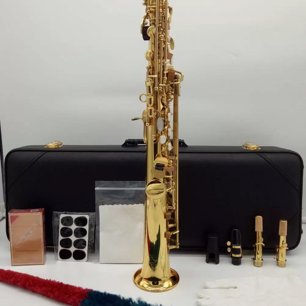 High-quality professional soprano saxophone jazz instrument split tube body brass gold-plated professional tone saxo soprano