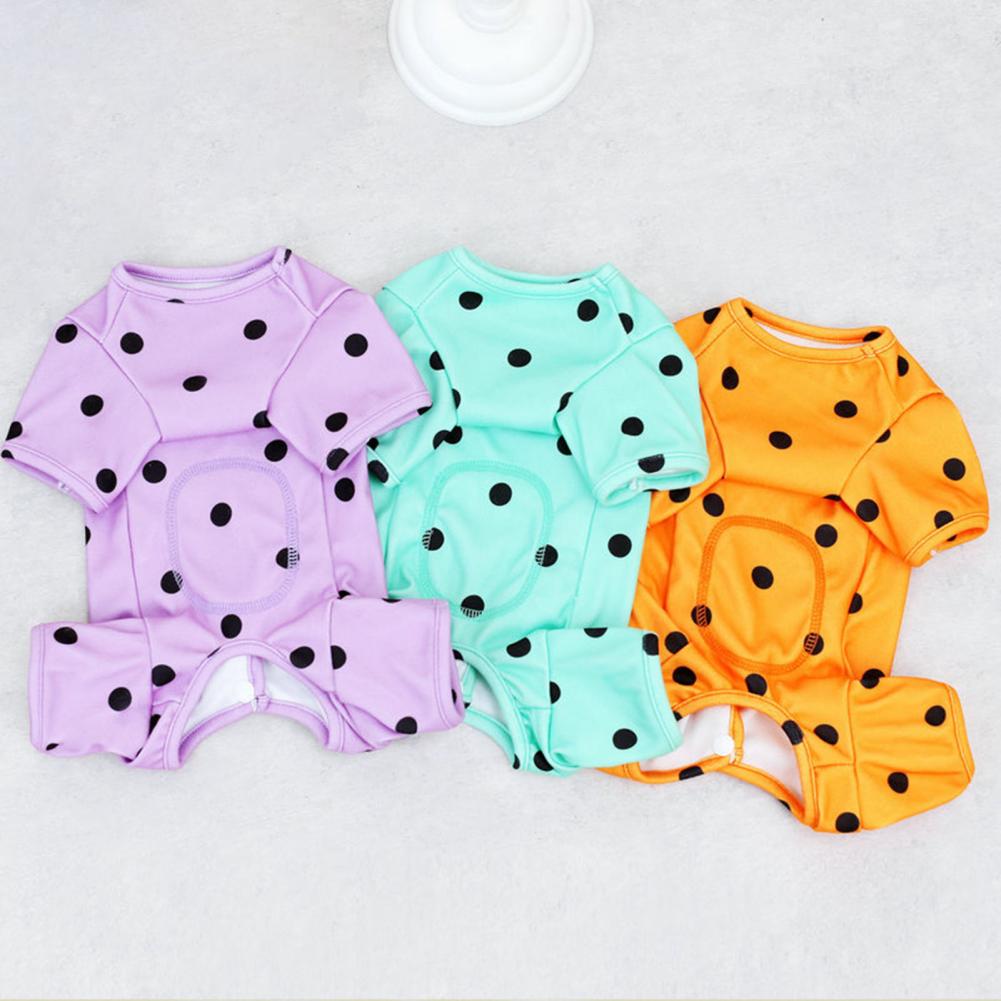 Pretty Dog Pajamas Lightweight Pet Jumpsuit Tail Button Design Decorative Polka Dot Pet Puppy Dog Four-legged Loungewear
