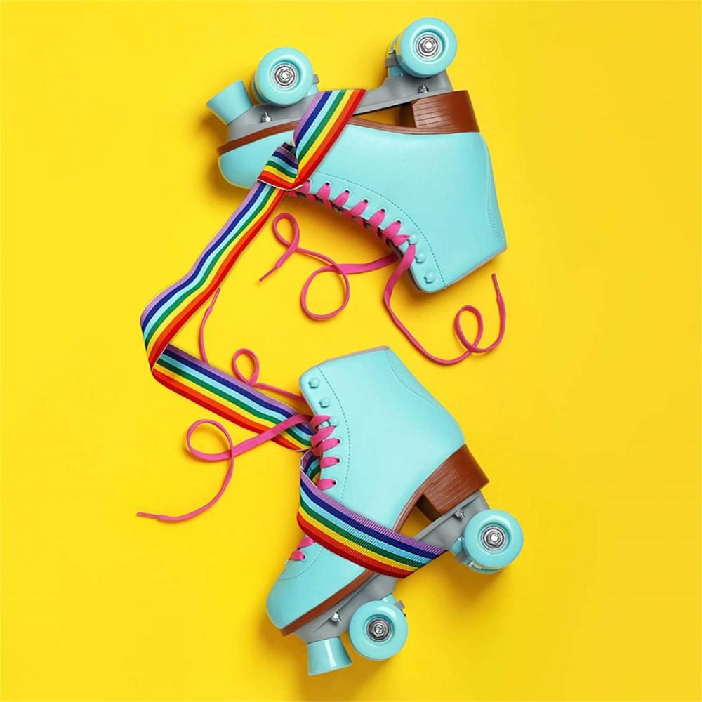 2 Piece Rainbow Skate Strap Adjustable Skate Boot Strap Skate Strap Yoga Mat Strap Multipurpose Skate Strap Roller Skate Hand