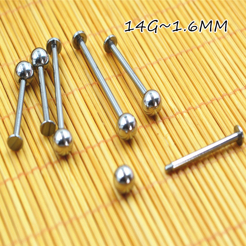 100pcs Body Jewelry -14g 316L Surgical steel Lip Labret Long Cheek Bar Tongue Barbells Piercing Ear Helix Cartilage Diath Studs