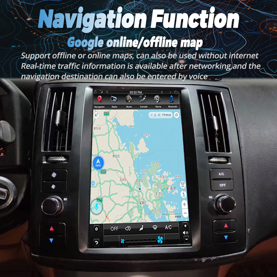 11.8inch Vertical Screen Head Unit Car Radio For Infiniti FX35 2007 FX45 2008 GPS Carplay Android 11 Car Multimedia Video Player