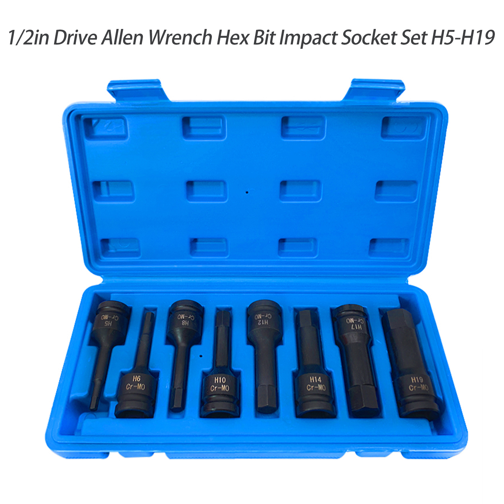 1/2in Drive Allen Wrench Hex Bit Impact Socket Set H5-H19 with Storage Box Auto Repair Tools Automotive Specialy Tools