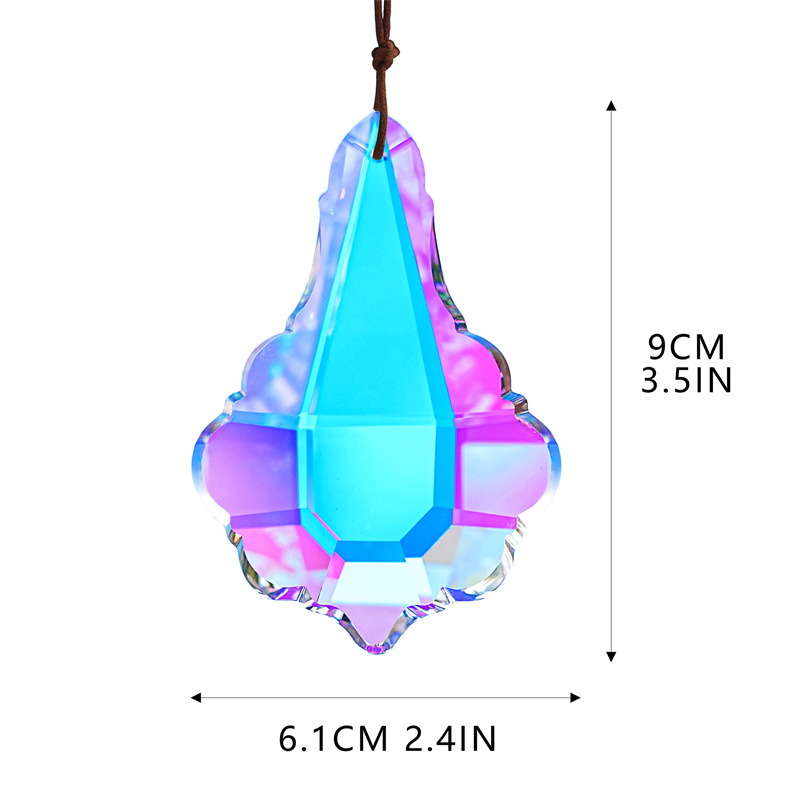 H&D 89mm Colorful Lantern Hanging Crystal Faceted Prism Suncatcher Feng Shui Decor Rainbow Maker DIY Pendant Hanging Ornament