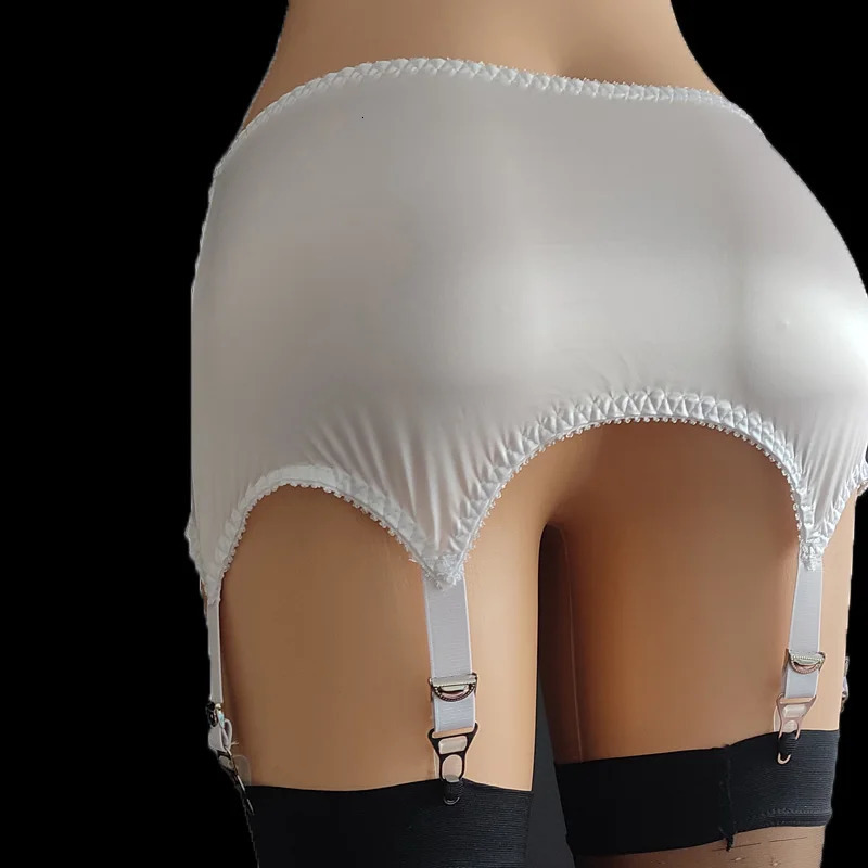 Women Smooth Satin Garter Belt Sexy Bowknot Suspender Belt Exotic Lingerie 6 Straps Clips Garters for Thigh High Stockings 240627