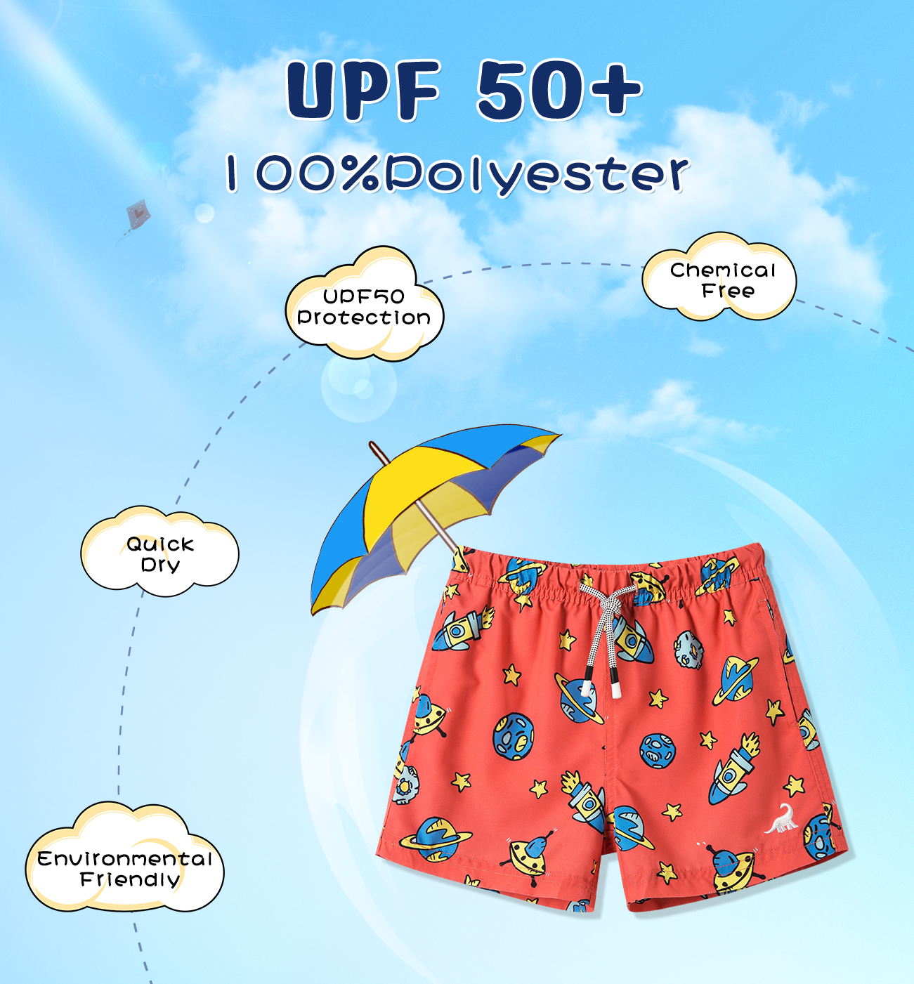 SURFCUZ Boys Swim Trunks Kids Swim Shorts Little Boys Swimsuit with Drawstring Quick Dry Surfing Beach Shorts Boys Swimwear