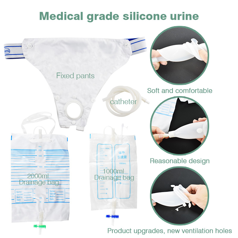 Men Urine collector Hypo-allergenic Silicone Adults Urinal with Urine Catheter Bags Man Woman Older male female Toilet